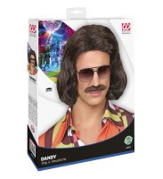 70 er Jahre Dandy Perücke mit Bart in braun