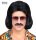70 er Jahre Dandy Perücke mit Bart in schwarz
