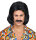 70 er Jahre Dandy Perücke mit Bart in schwarz