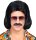 70 er Jahre Dandy Perücke mit Bart in schwarz