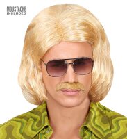 70 er Jahre Dandy Perücke mit Bart in blond