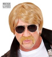 Chuck Perücke blond mit Bart und Brille