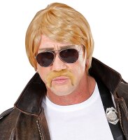 Chuck Perücke blond mit Bart und Brille
