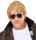 Chuck Perücke blond mit Bart und Brille