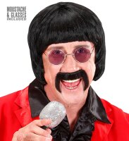 60er Beat Star Pilzkopf Perücke mit Bart und Brille