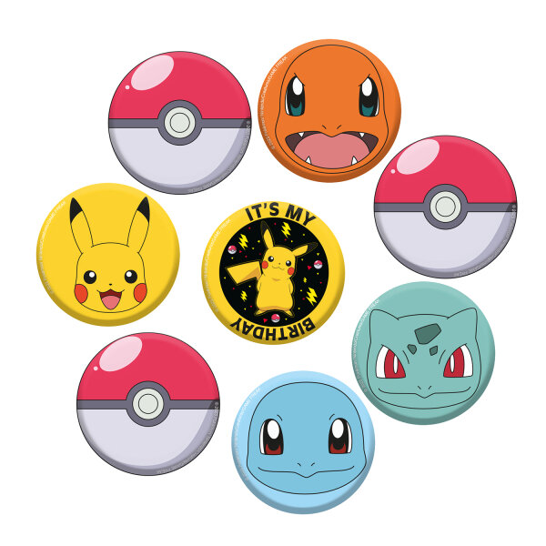 8 Pokemon Pikachu Buttons oder Badges
