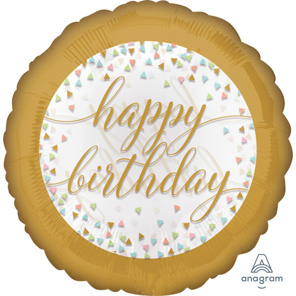 Folienballon Happy Birthday Konfetti pastell 43cm