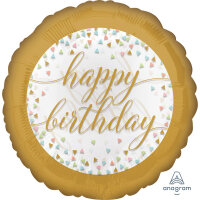 Folienballon Happy Birthday Konfetti pastell 43cm