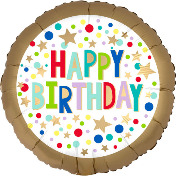 Folienballon Happy Birthday mit Sternen 43cm
