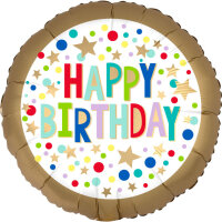 Folienballon Happy Birthday mit Sternen 43cm
