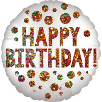 Folienballon Happy Birthday glitzerndes Konfetti