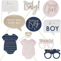 Fotobox Set zur Baby Party Gender Reveal
