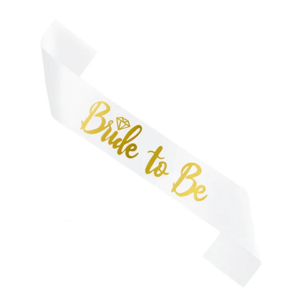 Schärpe Bride to Be für den Junggesellenabschied weiss gold
