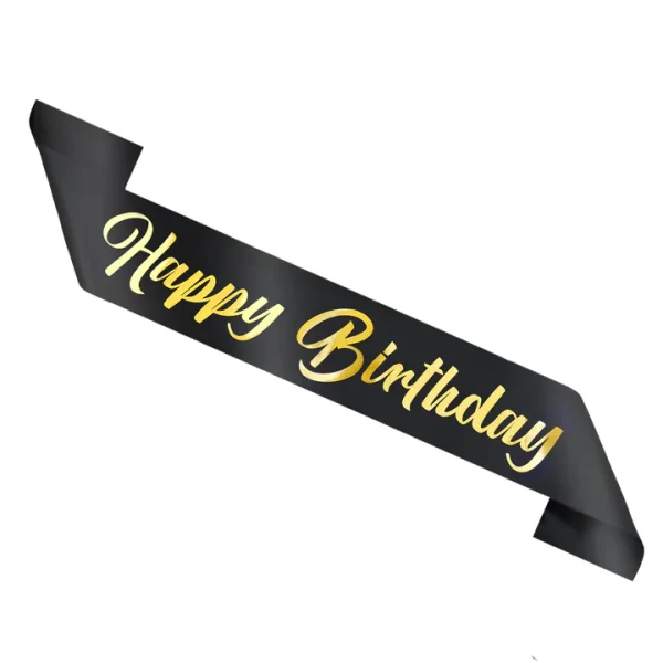 Schärpe Happy Birthday zum Geburtstag schwarz gold