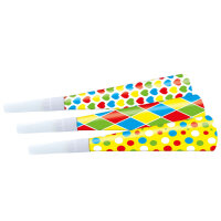 3 klassische Papiertröten als mini Trompeten