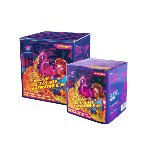 Funke Silvester Feuerwerk Batterie Flamingo Flamethrower von Albert