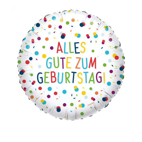 Folienballon Alles gute zum Geburtstag Konfetti