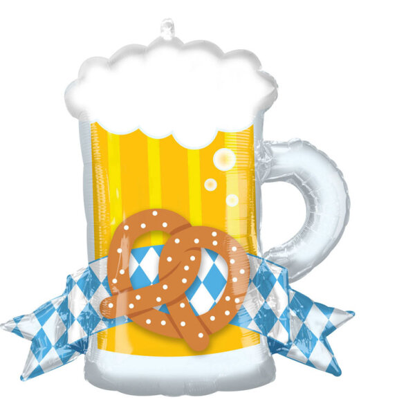 Folienballon Bierkrug mit Schärpe zum Oktoberfest