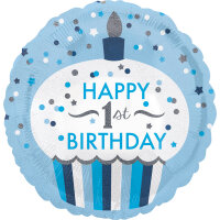 Zahlenballon Boy zum 1. Geburtstag mit Cupcake