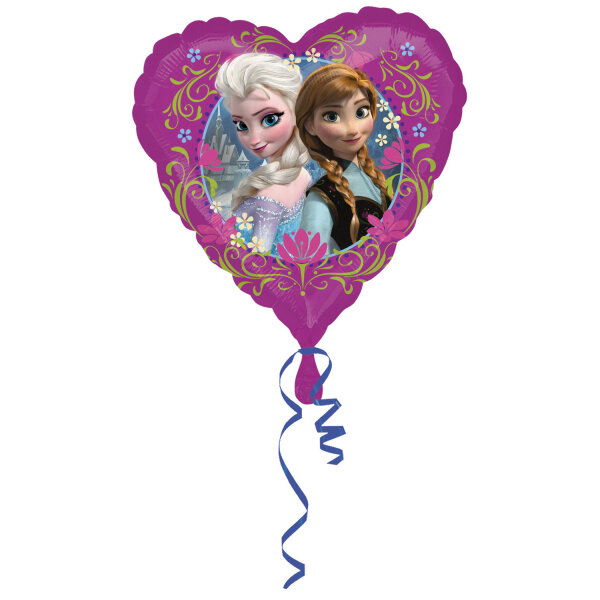 Folienballon Herz Anna & Elsa Frozen von Disney mit Blumen