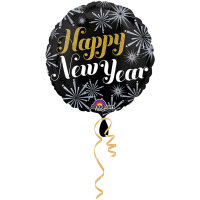 Folienballon Happy New Year mit Feuerwerk