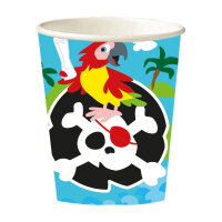 8 Party Becher mit Piraten Motive mit Papagei