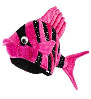 Tropischer Fisch als Hut in pink