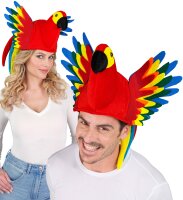 Bunter Papagei als Hut