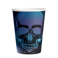 8 Totenkopf Halloween Becher 250 ml Design schwarz blau