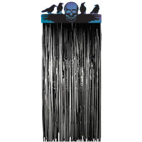 Halloween Türvorhang Totenkopf und Raben
