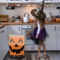 Papierkorb als Kürbis zur Halloween Deko