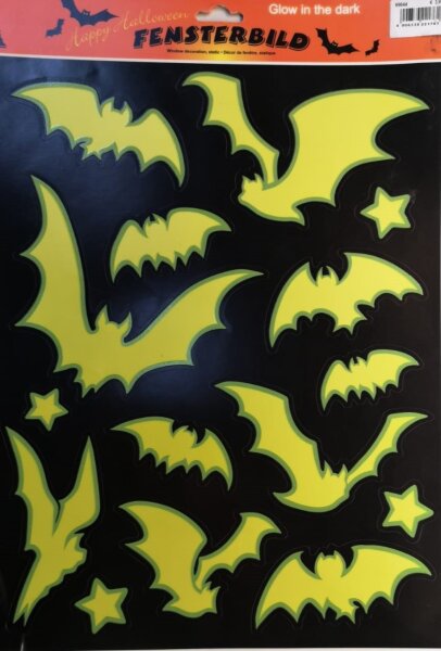 Halloween Deko Fledermaus Fensterbilder glow in the dark