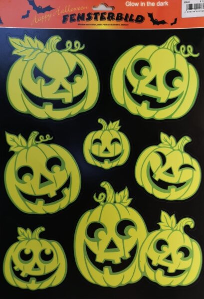 Halloween Deko Kürbis Fensterbilder glow in the dark