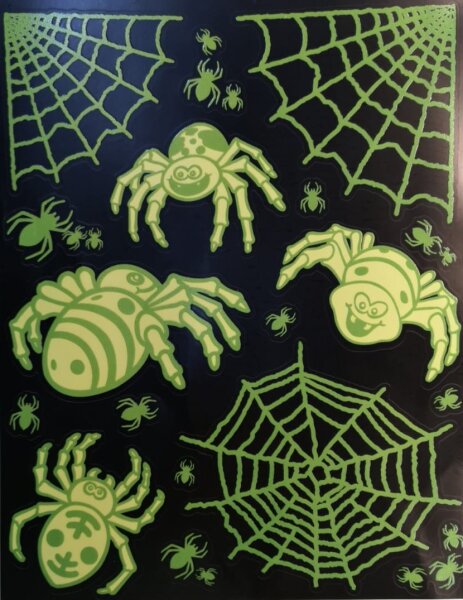 Halloween Deko Spinnen Fensterbilder glow in the dark