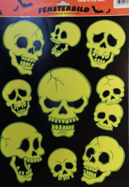 Halloween Deko Totenkopf Fensterbilder glow in the dark