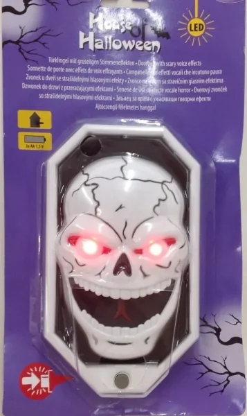 Türklingel mit guseligen Stimmeffekten als Totenkopf
