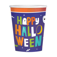 8 Halloween Becher 250 ml mit freundlichen Motiven