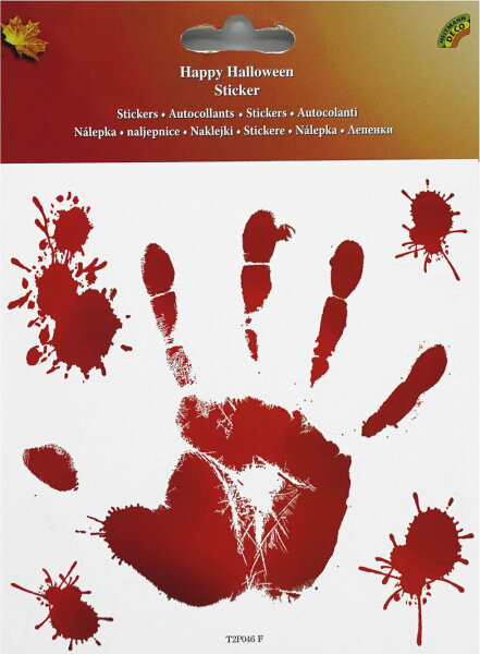 Halloween Aufkleber blutige Hand