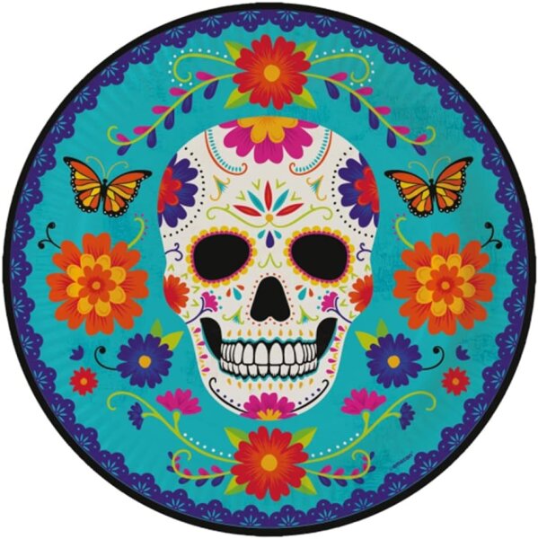 8 Halloween Papp Teller Ø 23 cm Day of the Dead bunt