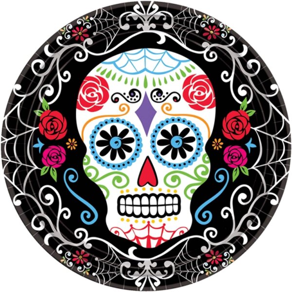 10 Halloween Papp Teller Ø 23 cm Day of the Dead