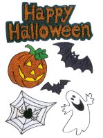 6 Happy Halloween Deko Glitzer Fensterbilder
