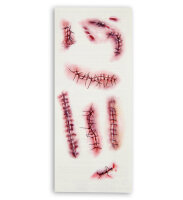 8 Halloween Wunden genäht und geklammert als Tattoo