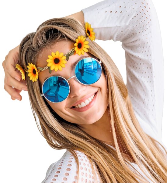 Blumen Haarband für Damen und Hippies mit Sonnenblumen