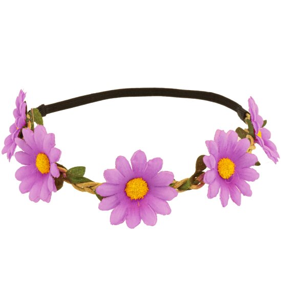 Blumen Haarband für Hippies mit Blüten in lila violett