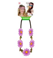 Blumen Haarband für Hippies mit Blüten in lila violett