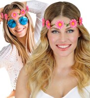 Blumen Haarband für Hippies mit Blüten in rosa...