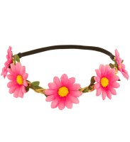 Blumen Haarband für Hippies mit Blüten in rosa bzw. pink