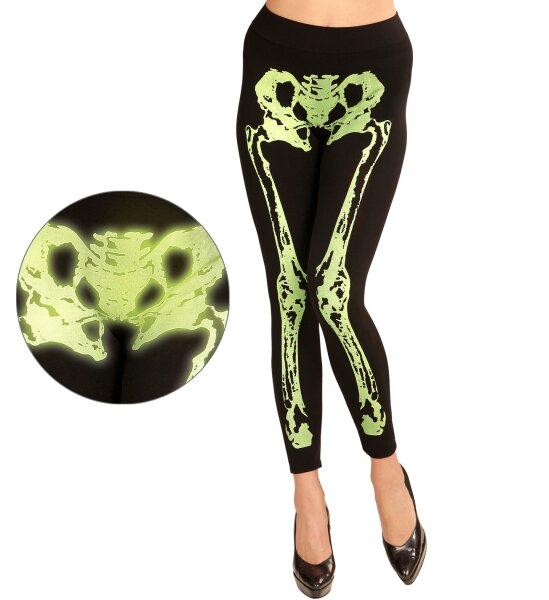 Leggings mit Skelett in grün