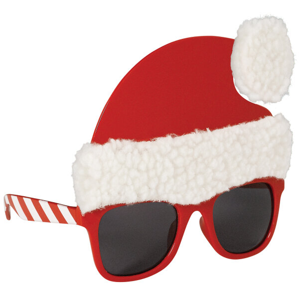 Brille als Spaßbrille mit Weihnachtsmann Mütze