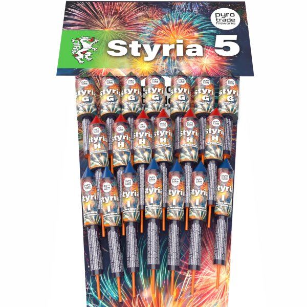 Styria 5 Sortiment von Pyrotrade mit 20 Raketen